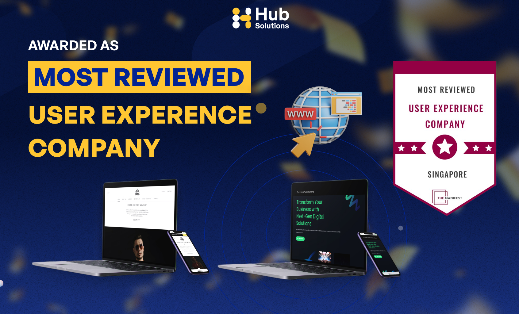 Hub Solutions Team Celebrates The Manifest's Most-Reviewed Web Design Agency & User Expereince Company Award in Singapore